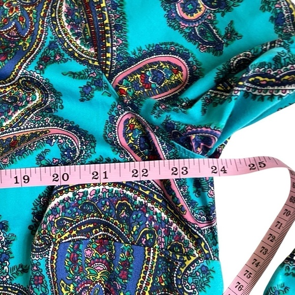 Talbots Classic Button Down Rainbow Multi Color Turquoise Paisley Print Sz 2X - Picture 10 of 16
